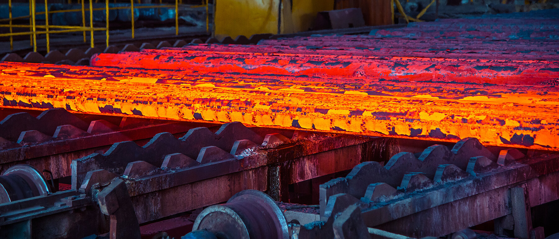 Glowing steel on a roll